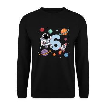6. Geburtstag Jungen 6 Jahre Astronaut Geburtstag - Unisex Pullover - Schwarz - Vorne - Alina (178cm) & Michal (187cm)