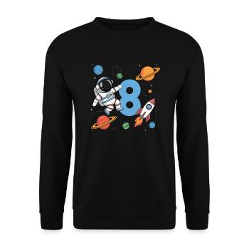 8ème anniversaire Garçons 8 ans Astronaute Anniversaire - Sweat-shirt Unisexe - noir - Devant - Alina (178cm) & Michal (187cm)