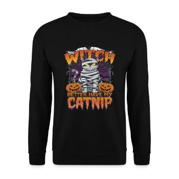 Halloween Cat Forget Candy Give Me A Cat - Unisex Sweatshirt - black - Front - Alina (178cm) & Michal (187cm)