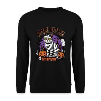 Halloween Cat Forget Candy Give Me A Cat - Unisex Sweatshirt - black - Front - Alina (178cm) & Michal (187cm)