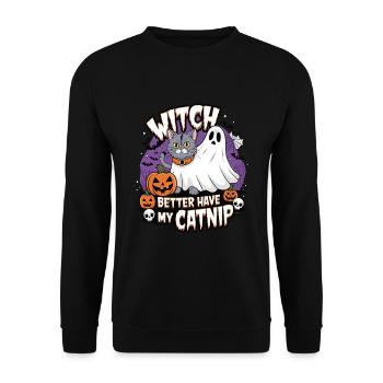 Halloween Cat Forget Candy Give Me A Cat - Unisex Sweatshirt - black - Front - Alina (178cm) & Michal (187cm)