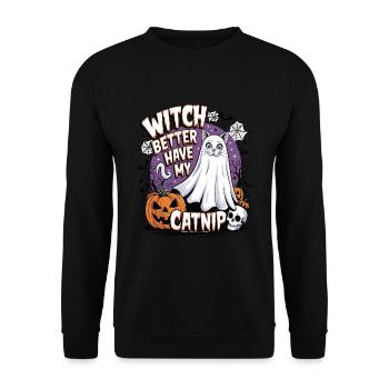 Halloween Cat Forget Candy Give Me A Cat - Unisex Sweatshirt - black - Front - Alina (178cm) & Michal (187cm)