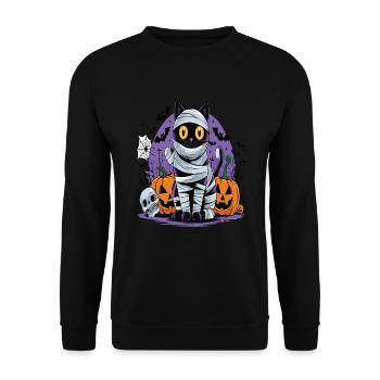 Halloween Cat Forget Candy Give Me A Cat - Unisex Sweatshirt - black - Front - Alina (178cm) & Michal (187cm)