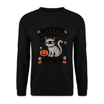 Halloween Cat Forget Candy Give Me A Cat - Unisex Sweatshirt - black - Front - Alina (178cm) & Michal (187cm)