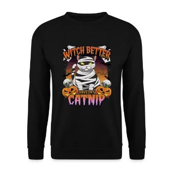 Halloween Cat Forget Candy Give Me A Cat - Unisex Sweatshirt - black - Front - Alina (178cm) & Michal (187cm)