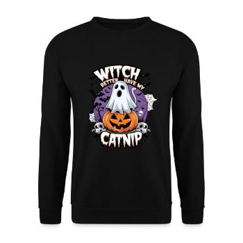 Halloween Cat Forget Candy Give Me A Cat - Unisex Sweatshirt - black - Front - Alina (178cm) & Michal (187cm)
