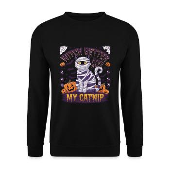 Halloween Cat Forget Candy Give Me A Cat - Unisex Sweatshirt - black - Front - Alina (178cm) & Michal (187cm)
