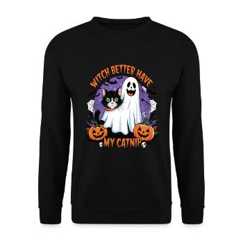 Halloween Cat Forget Candy Give Me A Cat - Unisex Sweatshirt - black - Front - Alina (178cm) & Michal (187cm)