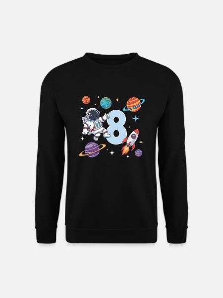 8. Geburtstag Jungen 8 Jahre Astronaut Geburtstag - Unisex Pullover - Schwarz