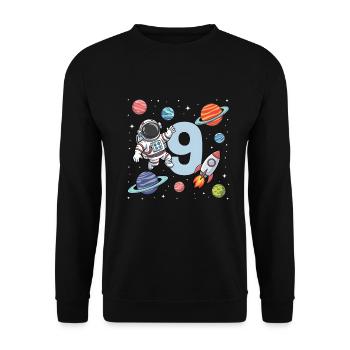 9e anniversaire garçons 9 ans astronaute anniversaire - Sweat-shirt Unisexe - noir - Devant - Alina (178cm) & Michal (187cm)