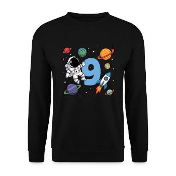 9e anniversaire garçons 9 ans astronaute anniversaire - Sweat-shirt Unisexe - noir - Devant - Alina (178cm) & Michal (187cm)