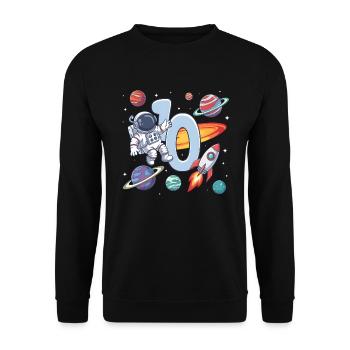10th Birthday Boys Astronaut Birthday - Unisex Sweatshirt - black - Front - Alina (178cm) & Michal (187cm)