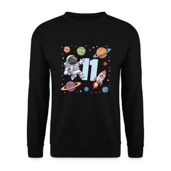 11th Birthday Boys Astronaut Birthday - Unisex Sweatshirt - black - Front - Alina (178cm) & Michal (187cm)