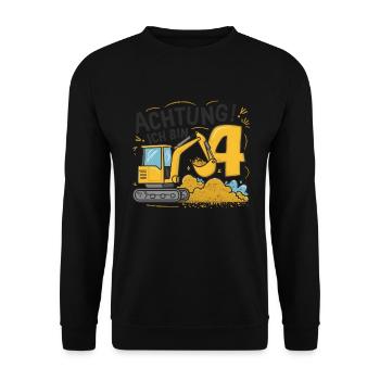 4ème anniversaire garçon 4 ans chantier d’excavatrice - Sweat-shirt Unisexe - noir - Devant - Alina (178cm) & Michal (187cm)