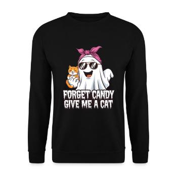 Halloween Cat Forget Candy Give Me A Cat - Unisex Sweatshirt - black - Front - Alina (178cm) & Michal (187cm)
