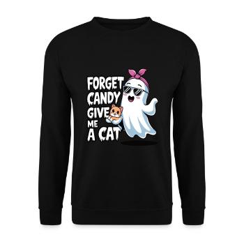 Halloween Cat Forget Candy Give Me A Cat - Unisex Sweatshirt - black - Front - Alina (178cm) & Michal (187cm)