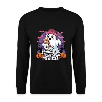 Halloween Cat Forget Candy Give Me A Cat - Unisex Sweatshirt - black - Front - Alina (178cm) & Michal (187cm)