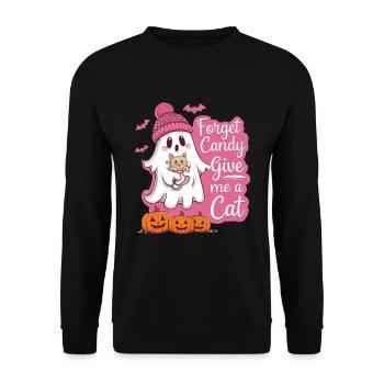Halloween Cat Forget Candy Give Me A Cat - Unisex Sweatshirt - black - Front - Alina (178cm) & Michal (187cm)