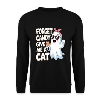 Halloween Cat Forget Candy Give Me A Cat - Unisex Sweatshirt - black - Front - Alina (178cm) & Michal (187cm)