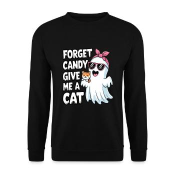 Halloween Cat Forget Candy Give Me A Cat - Unisex Sweatshirt - black - Front - Alina (178cm) & Michal (187cm)