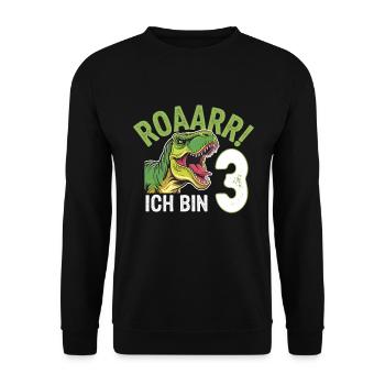 3ème anniversaire 3 ans Dino Dinosaur Fan - Sweat-shirt Unisexe - noir - Devant - Alina (178cm) & Michal (187cm)
