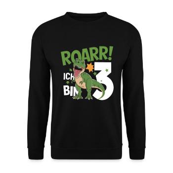 3ème anniversaire 3 ans Dino Dinosaur Fan - Sweat-shirt Unisexe - noir - Devant - Alina (178cm) & Michal (187cm)