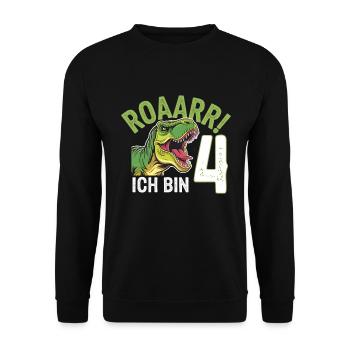 4ème anniversaire 4 ans Dino Dinosaur Fan - Sweat-shirt Unisexe - noir - Devant - Alina (178cm) & Michal (187cm)