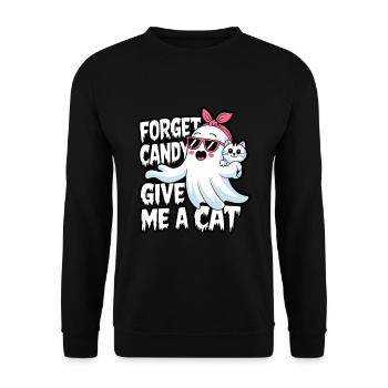 Halloween Cat Forget Candy Give Me A Cat - Unisex Sweatshirt - black - Front - Alina (178cm) & Michal (187cm)