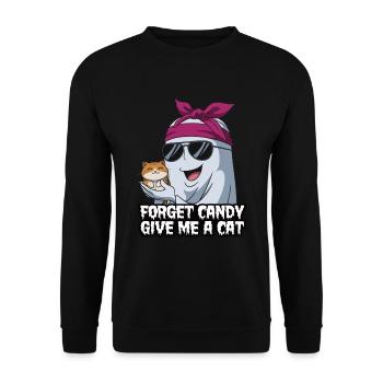 Halloween Cat Forget Candy Give Me A Cat - Unisex Sweatshirt - black - Front - Alina (178cm) & Michal (187cm)