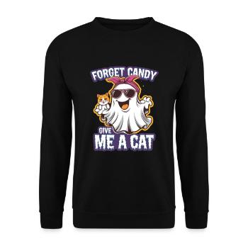 Halloween Cat Forget Candy Give Me A Cat - Unisex Sweatshirt - black - Front - Alina (178cm) & Michal (187cm)