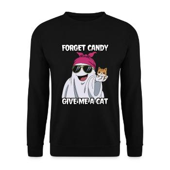 Halloween Cat Forget Candy Give Me A Cat - Unisex Sweatshirt - black - Front - Alina (178cm) & Michal (187cm)