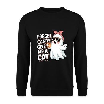 Halloween Cat Forget Candy Give Me A Cat - Unisex Sweatshirt - black - Front - Alina (178cm) & Michal (187cm)