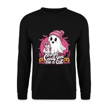 Halloween Cat Forget Candy Give Me A Cat - Unisex Sweatshirt - black - Front - Alina (178cm) & Michal (187cm)