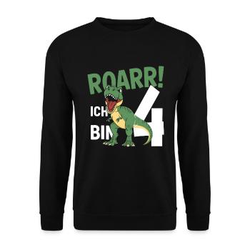 4ème anniversaire 4 ans Dino Dinosaur Fan - Sweat-shirt Unisexe - noir - Devant - Alina (178cm) & Michal (187cm)