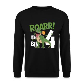 Fan de dinosaures Dino 4e anniversaire 4 ans - Sweat-shirt Unisexe - noir - Devant - Alina (178cm) & Michal (187cm)