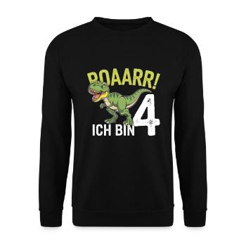 4ème anniversaire 4 ans Dino Dinosaur Fan - Sweat-shirt Unisexe - noir - Devant - Alina (178cm) & Michal (187cm)