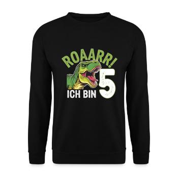 5ème anniversaire 5 ans de fan de dinosaures Dino - Sweat-shirt Unisexe - noir - Devant - Alina (178cm) & Michal (187cm)