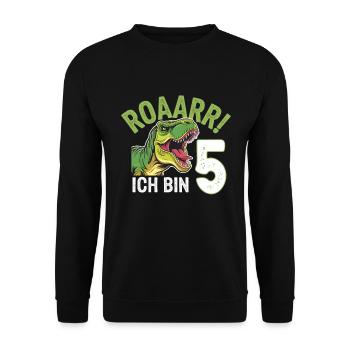 5th Birthday 5 Years Dino Dinosaur Fan - Unisex Sweatshirt - black - Front - Alina (178cm) & Michal (187cm)