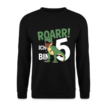 5ème anniversaire 5 ans de fan de dinosaures Dino - Sweat-shirt Unisexe - noir - Devant - Alina (178cm) & Michal (187cm)