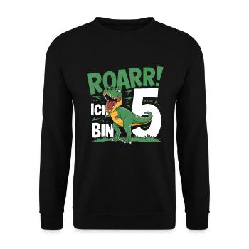 5ème anniversaire 5 ans de fan de dinosaures Dino - Sweat-shirt Unisexe - noir - Devant - Alina (178cm) & Michal (187cm)