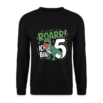 5th Birthday 5 Years Dino Dinosaur Fan - Unisex Sweatshirt - black - Front - Alina (178cm) & Michal (187cm)