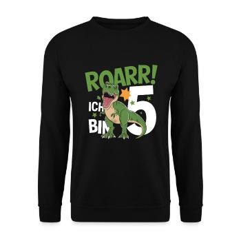 5th Birthday 5 Years Dino Dinosaur Fan - Unisex Sweatshirt - black - Front - Alina (178cm) & Michal (187cm)