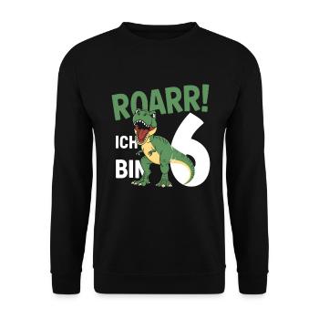 6th Birthday 6 Years Dino Dinosaur Fan - Unisex Sweatshirt - black - Front - Alina (178cm) & Michal (187cm)