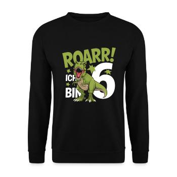 6th Birthday 6 Years Dino Dinosaur Fan - Unisex Sweatshirt - black - Front - Alina (178cm) & Michal (187cm)