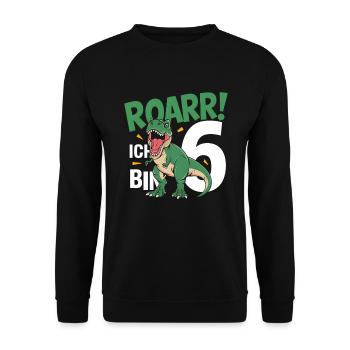 6th Birthday 6 Years Dino Dinosaur Fan - Unisex Sweatshirt - black - Front - Alina (178cm) & Michal (187cm)