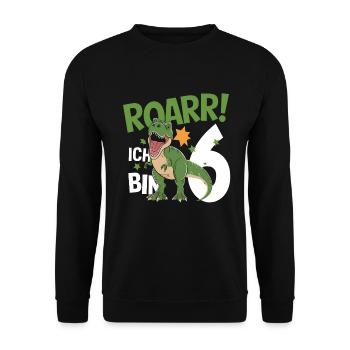 6th Birthday 6 Years Dino Dinosaur Fan - Unisex Sweatshirt - black - Front - Alina (178cm) & Michal (187cm)