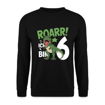 6th Birthday 6 Years Dino Dinosaur Fan - Unisex Sweatshirt - black - Front - Alina (178cm) & Michal (187cm)
