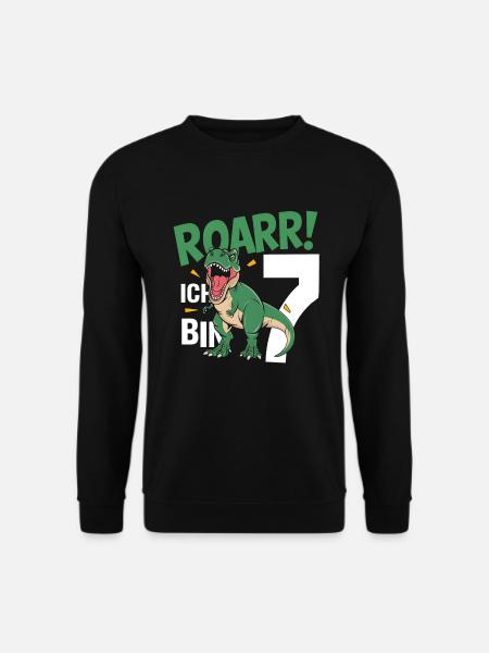 7. Geburtstag 7 Jahre Dino Dinosaurier Fan - Unisex Pullover - Schwarz