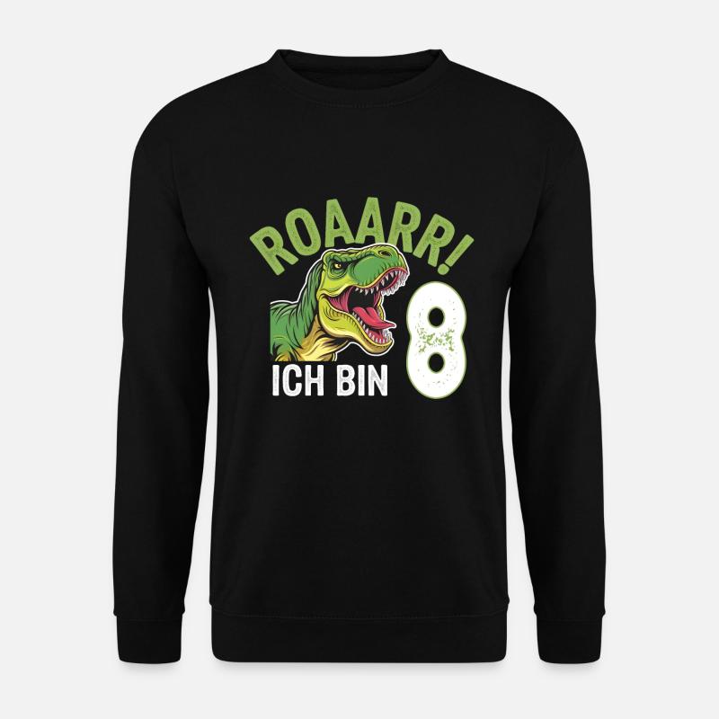 8. Geburtstag 8 Jahre Dino Dinosaurier Fan - Unisex Pullover - Schwarz