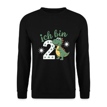 2. Geburtstag 2 Jahre Dino Dinosaurier Fan - Unisex Pullover - Schwarz - Vorne - Alina (178cm) & Michal (187cm)